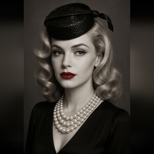 LECIE VINTAGE 50S BLACK STRAW PILLBOX HAT WITH PATENT LEATHER Knot OLD HOLLYWOOD